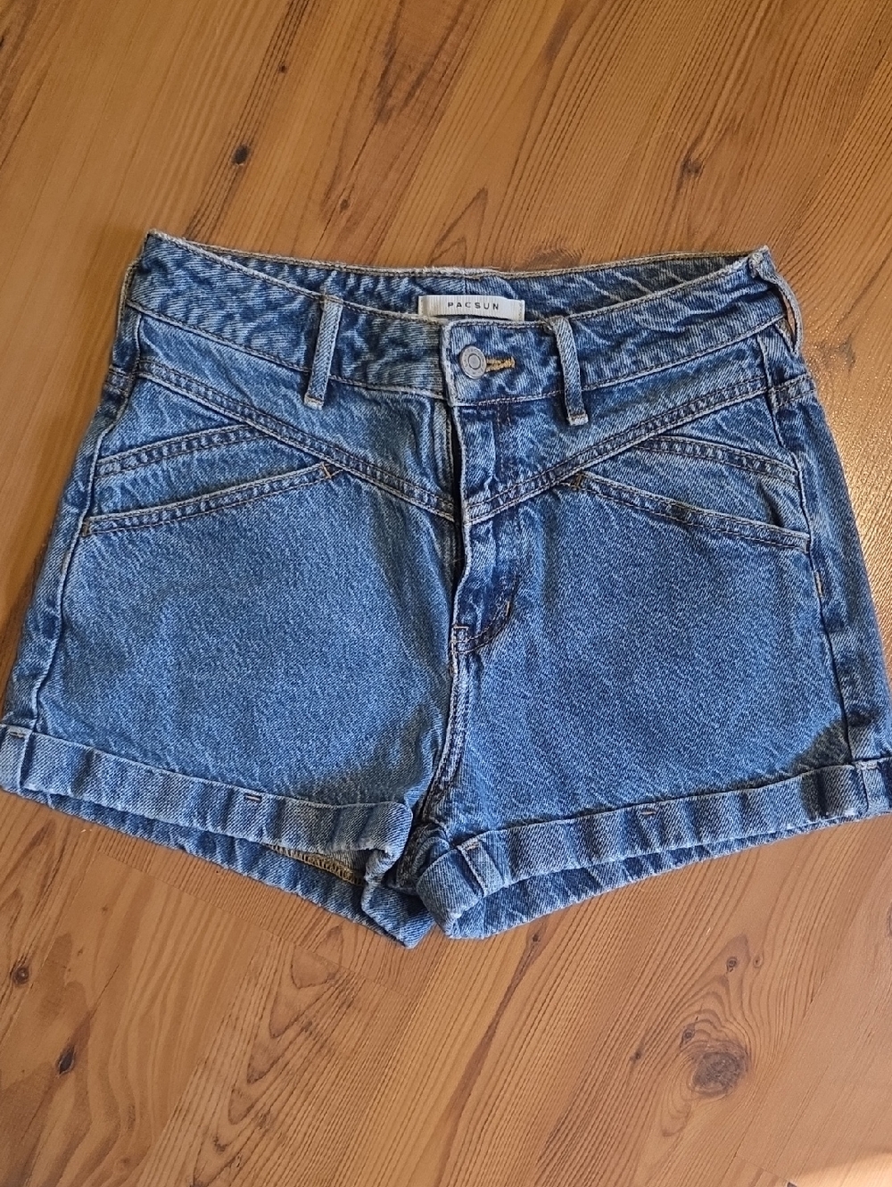 PacSun V-Yoke High-Rise Blue Denim Shorts